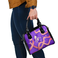 Lupus Awareness Shoulder Handbag Her Fight Is My Fight - Purple Ribbon Butterfly Wave Style