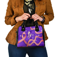 Lupus Awareness Shoulder Handbag Her Fight Is My Fight - Purple Ribbon Butterfly Wave Style