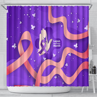 Lupus Awareness Shower Curtain Her Fight Is My Fight - Purple Ribbon Butterfly Wave Style