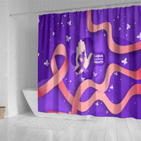 Lupus Awareness Shower Curtain Her Fight Is My Fight - Purple Ribbon Butterfly Wave Style