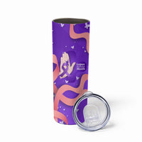 Lupus Awareness Skinny Tumbler Her Fight Is My Fight - Purple Ribbon Butterfly Wave Style