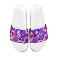 Lupus Awareness Slide Sandals Her Fight Is My Fight - Purple Ribbon Butterfly Wave Style