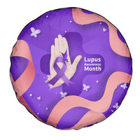 Lupus Awareness Spare Tire Cover Her Fight Is My Fight - Purple Ribbon Butterfly Wave Style