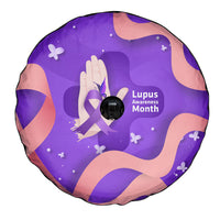 Lupus Awareness Spare Tire Cover Her Fight Is My Fight - Purple Ribbon Butterfly Wave Style