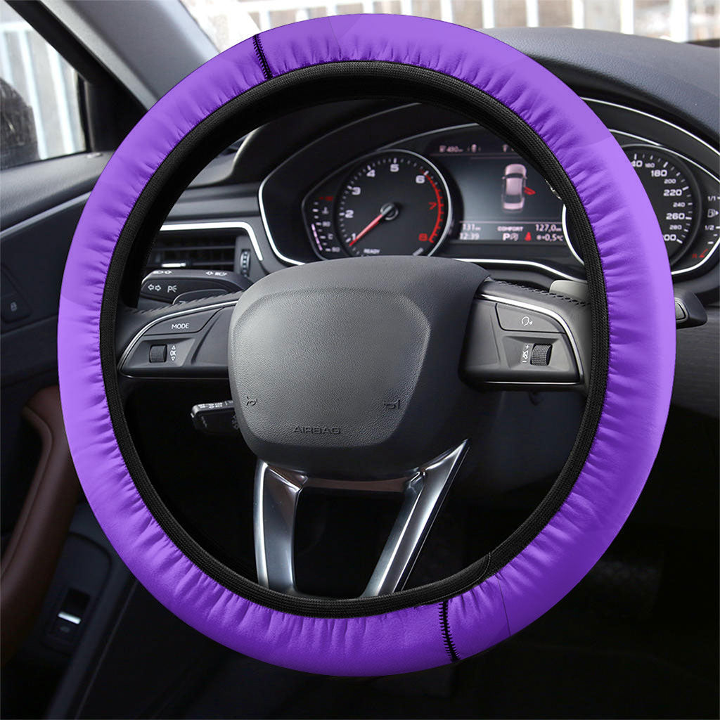 Lupus Awareness Steering Wheel Cover Her Fight Is My Fight - Purple Ribbon Butterfly Wave Style