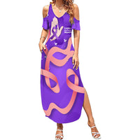 Lupus Awareness Summer Maxi Dress Her Fight Is My Fight - Purple Ribbon Butterfly Wave Style