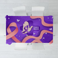 Lupus Awareness Tablecloth Her Fight Is My Fight - Purple Ribbon Butterfly Wave Style