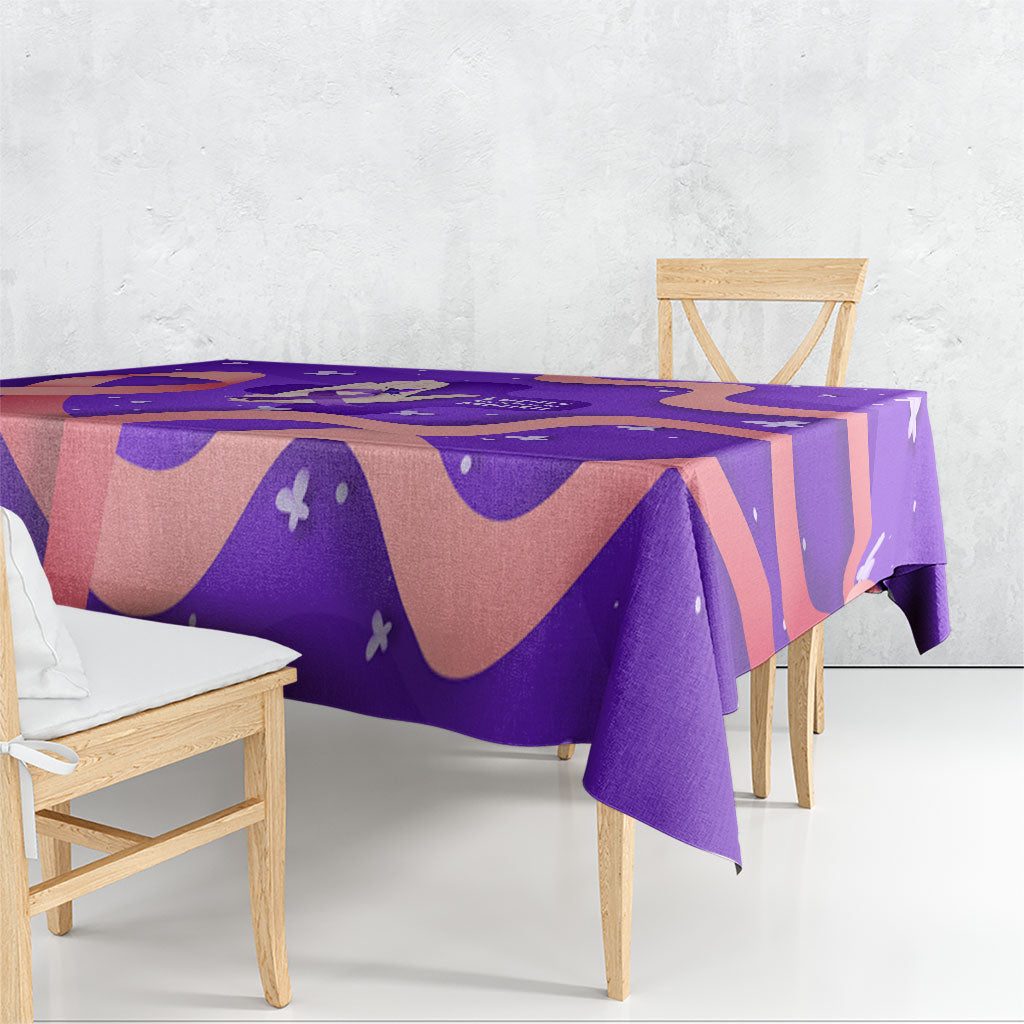 Lupus Awareness Tablecloth Her Fight Is My Fight - Purple Ribbon Butterfly Wave Style
