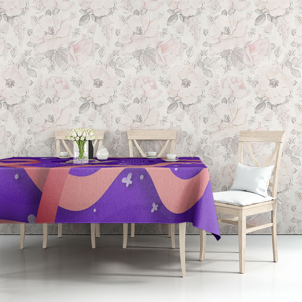 Lupus Awareness Tablecloth Her Fight Is My Fight - Purple Ribbon Butterfly Wave Style