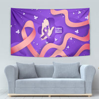 Lupus Awareness Tapestry Her Fight Is My Fight - Purple Ribbon Butterfly Wave Style