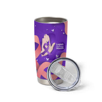 Lupus Awareness Tumbler Cup Her Fight Is My Fight - Purple Ribbon Butterfly Wave Style
