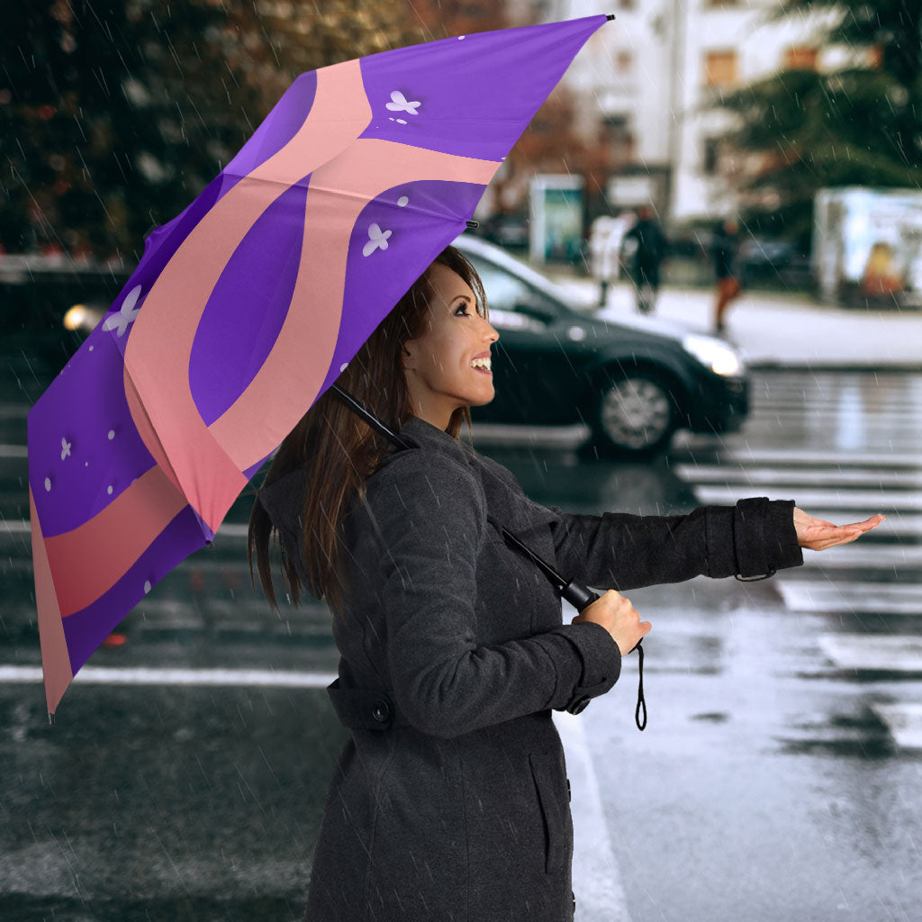 Lupus Awareness Umbrella Her Fight Is My Fight - Purple Ribbon Butterfly Wave Style