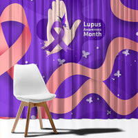 Lupus Awareness Window Curtain Her Fight Is My Fight - Purple Ribbon Butterfly Wave Style