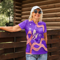 Lupus Awareness Women Polo Shirt Her Fight Is My Fight - Purple Ribbon Butterfly Wave Style