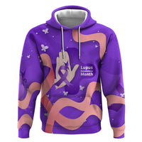 Lupus Awareness Zip Hoodie Her Fight Is My Fight - Purple Ribbon Butterfly Wave Style