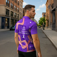 Lupus Awareness Zipper Polo Shirt Her Fight Is My Fight - Purple Ribbon Butterfly Wave Style