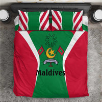 Maldives National Flag and Emblem Bedding Set with Green Red White Colorblock Design