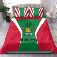 Maldives National Flag and Emblem Bedding Set with Green Red White Colorblock Design