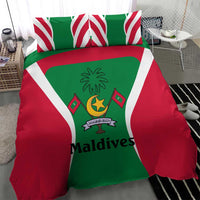 Maldives National Flag and Emblem Bedding Set with Green Red White Colorblock Design