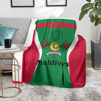 Maldives National Flag and Emblem Blanket with Green Red White Colorblock Design