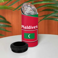 Maldives National Flag and Emblem 4 in 1 Can Cooler Tumbler with Green Red White Colorblock Design