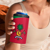 Maldives National Flag and Emblem 4 in 1 Can Cooler Tumbler with Green Red White Colorblock Design