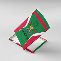 Maldives National Flag and Emblem Canvas Wall Art with Green Red White Colorblock Design