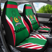 Maldives National Flag and Emblem Car Seat Cover with Green Red White Colorblock Design