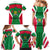 Maldives National Flag and Emblem Family Matching Mermaid Dress and Hawaiian Shirt with Green Red White Colorblock Design