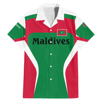 Maldives National Flag and Emblem Family Matching Mermaid Dress and Hawaiian Shirt with Green Red White Colorblock Design