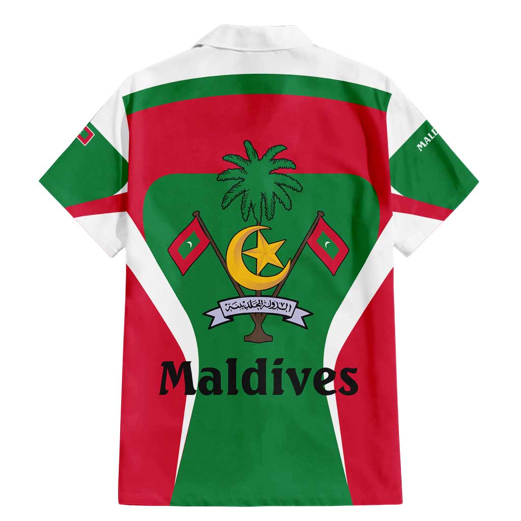 Maldives National Flag and Emblem Family Matching Mermaid Dress and Hawaiian Shirt with Green Red White Colorblock Design