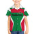 Maldives National Flag and Emblem Family Matching Off The Shoulder Long Sleeve Dress and Hawaiian Shirt with Green Red White Colorblock Design