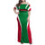 Maldives National Flag and Emblem Family Matching Off Shoulder Maxi Dress and Hawaiian Shirt with Green Red White Colorblock Design