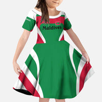 Maldives National Flag and Emblem Family Matching Puletasi and Hawaiian Shirt with Green Red White Colorblock Design