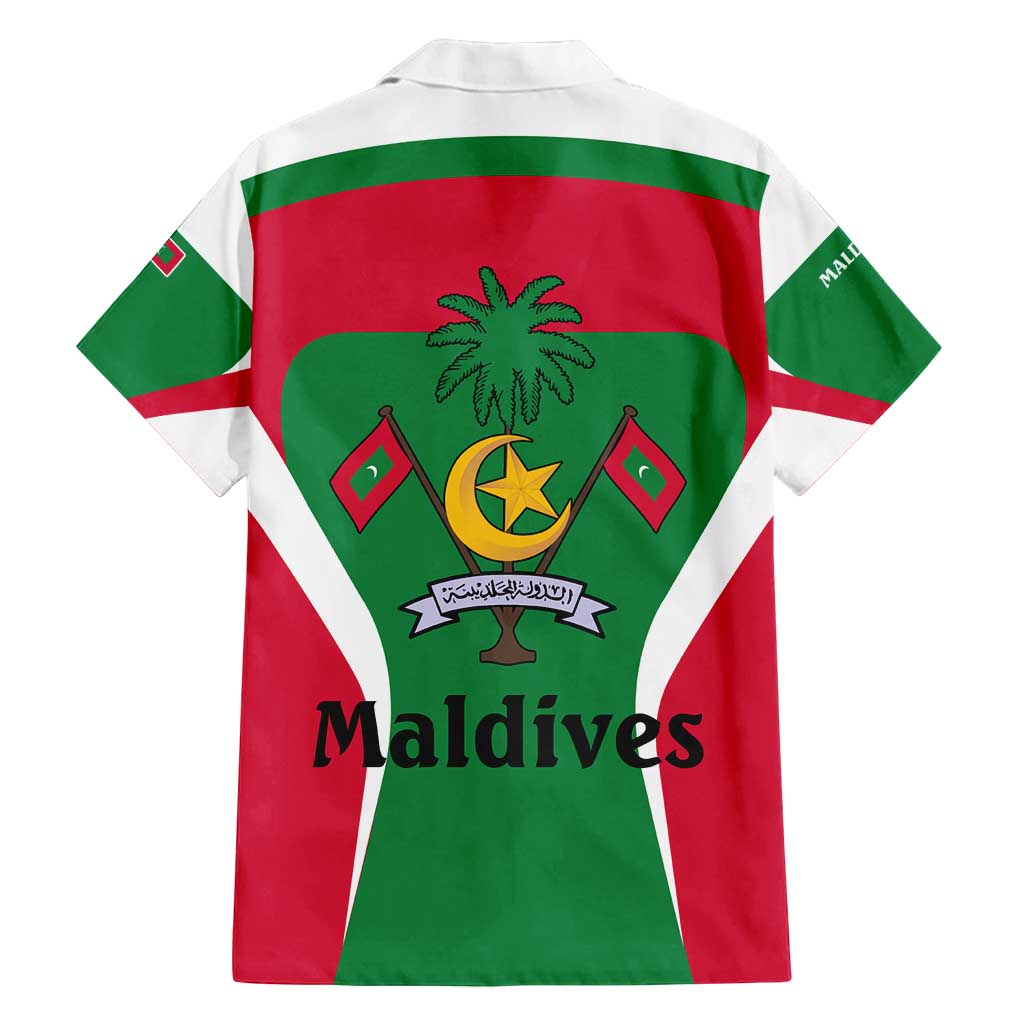 Maldives National Flag and Emblem Family Matching Puletasi and Hawaiian Shirt with Green Red White Colorblock Design