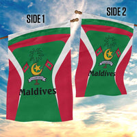 Maldives National Flag and Emblem Garden Flag with Green Red White Colorblock Design