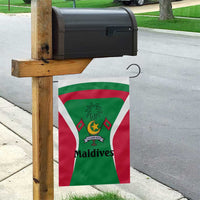 Maldives National Flag and Emblem Garden Flag with Green Red White Colorblock Design