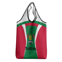 Maldives National Flag and Emblem Grocery Bag with Green Red White Colorblock Design
