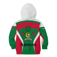 Maldives National Flag and Emblem Kid Hoodie with Green Red White Colorblock Design