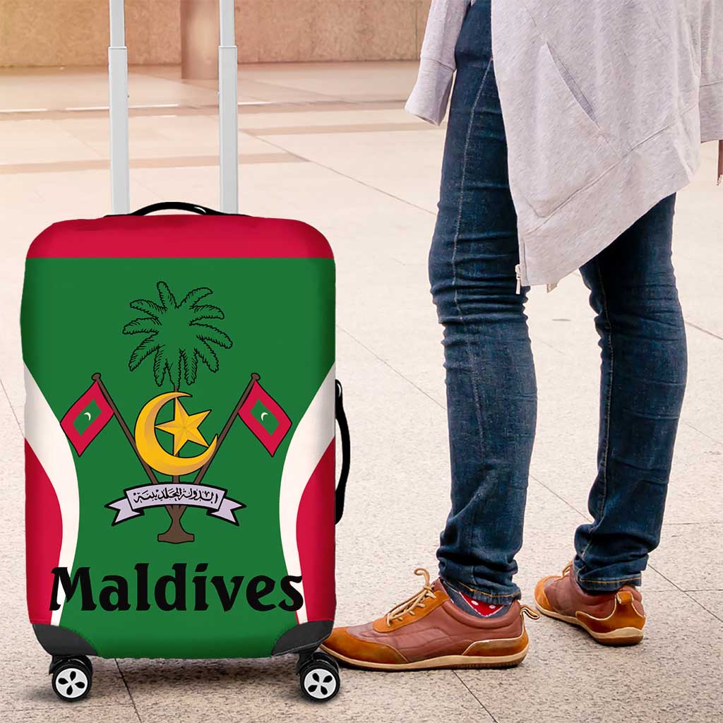 Maldives National Flag and Emblem Luggage Cover with Green Red White Colorblock Design
