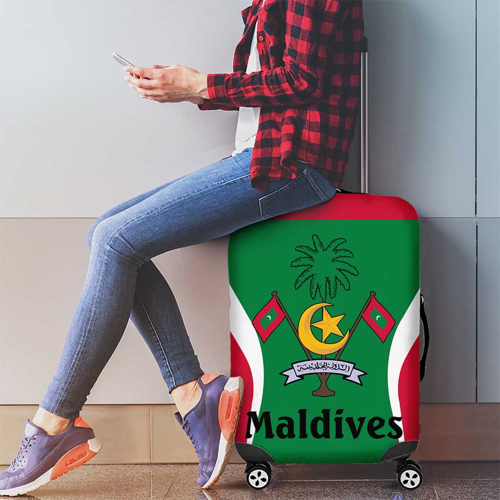 Maldives National Flag and Emblem Luggage Cover with Green Red White Colorblock Design