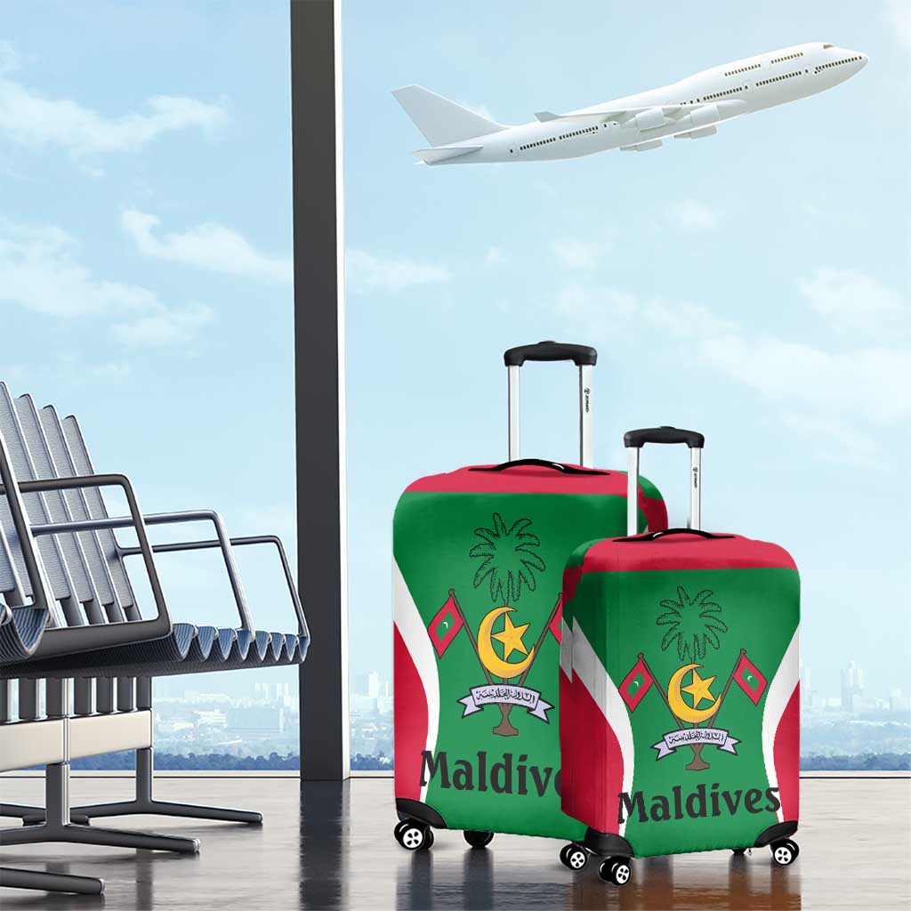 Maldives National Flag and Emblem Luggage Cover with Green Red White Colorblock Design