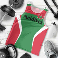 Maldives National Flag and Emblem Men Tank Top with Green Red White Colorblock Design