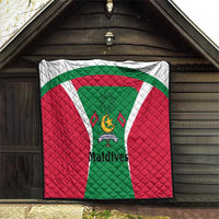 Maldives National Flag and Emblem Quilt with Green Red White Colorblock Design