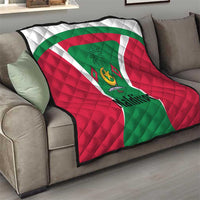 Maldives National Flag and Emblem Quilt with Green Red White Colorblock Design