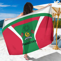 Maldives National Flag and Emblem Sarong with Green Red White Colorblock Design