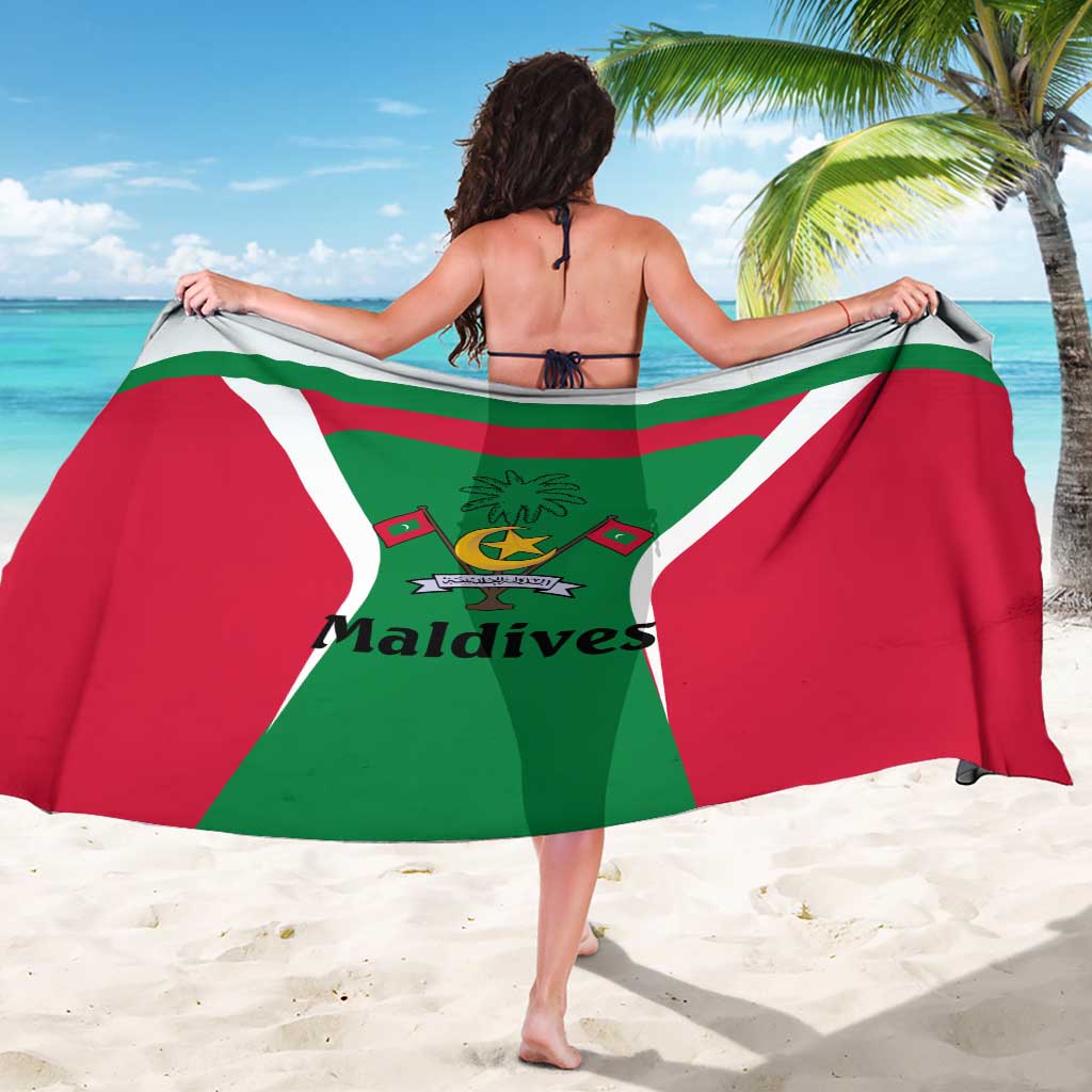 Maldives National Flag and Emblem Sarong with Green Red White Colorblock Design
