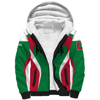 Maldives National Flag and Emblem Sherpa Hoodie with Green Red White Colorblock Design