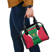 Maldives National Flag and Emblem Shoulder Handbag with Green Red White Colorblock Design