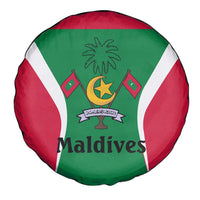 Maldives National Flag and Emblem Spare Tire Cover with Green Red White Colorblock Design